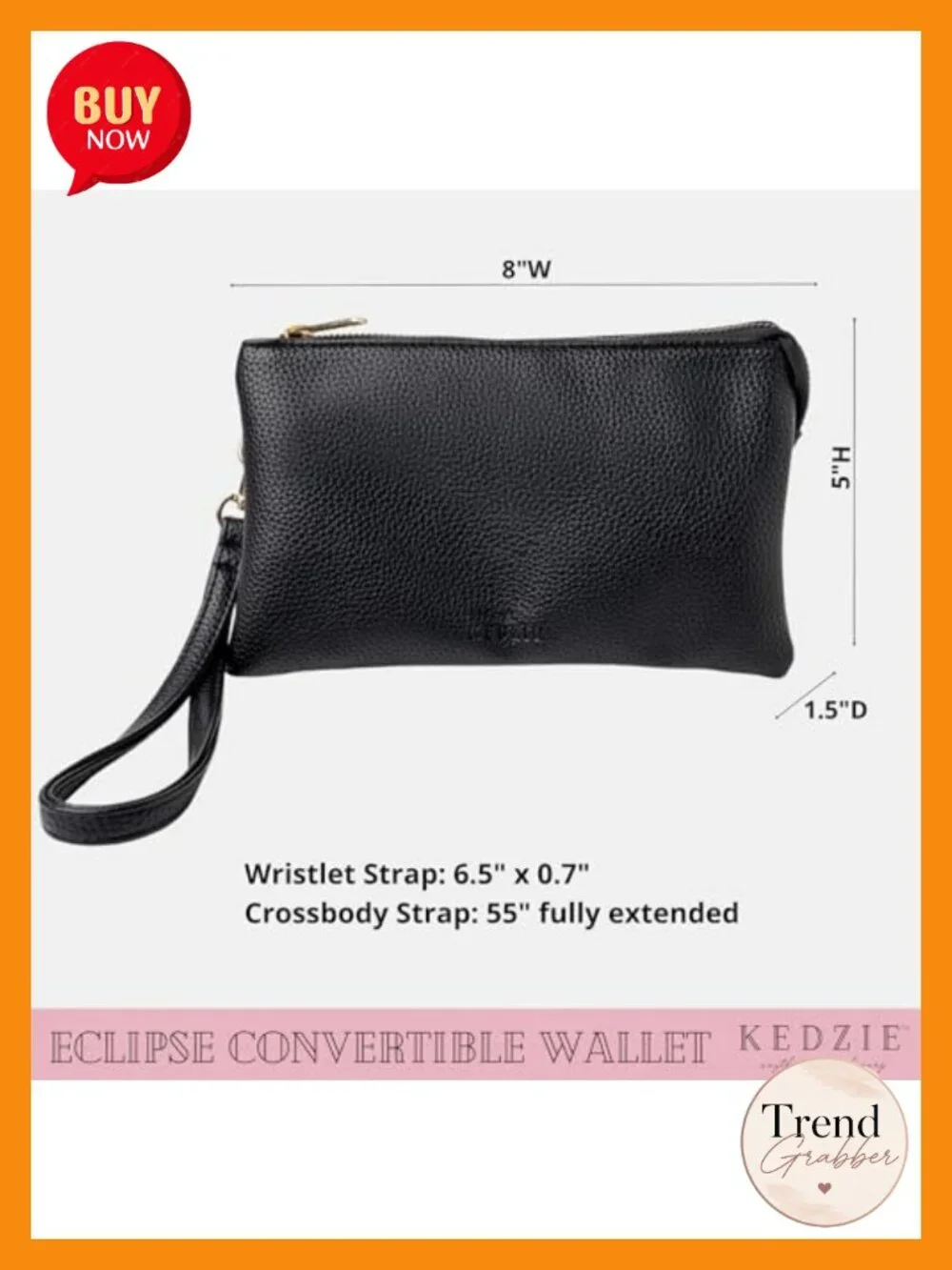 Vegan Leather Convertible Purse Wallet Crossbody Handbag Clutch